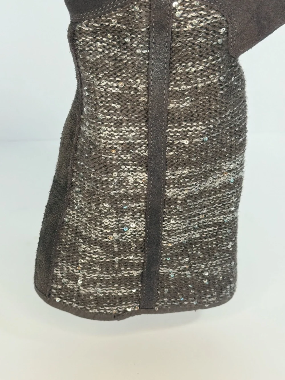 UGG Australia Camaya Charcoal Gray Suede Knit Sequin Tall Boots Women's Size 8